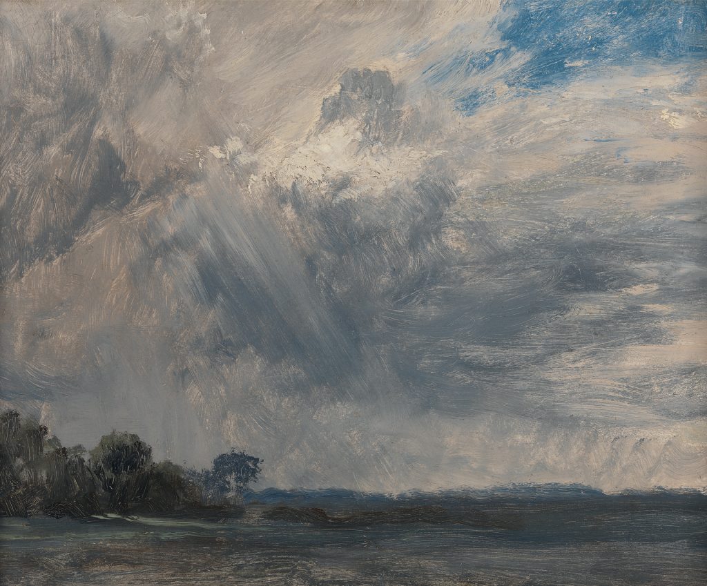 Figure 1
John Constable, Study of a Cloudy Sky, 1825, huile sur papier, 26,4 cm x 33 cm, Yale Center for British Art. Source de l’image : collection en ligne de la Yale Center for British Art. 